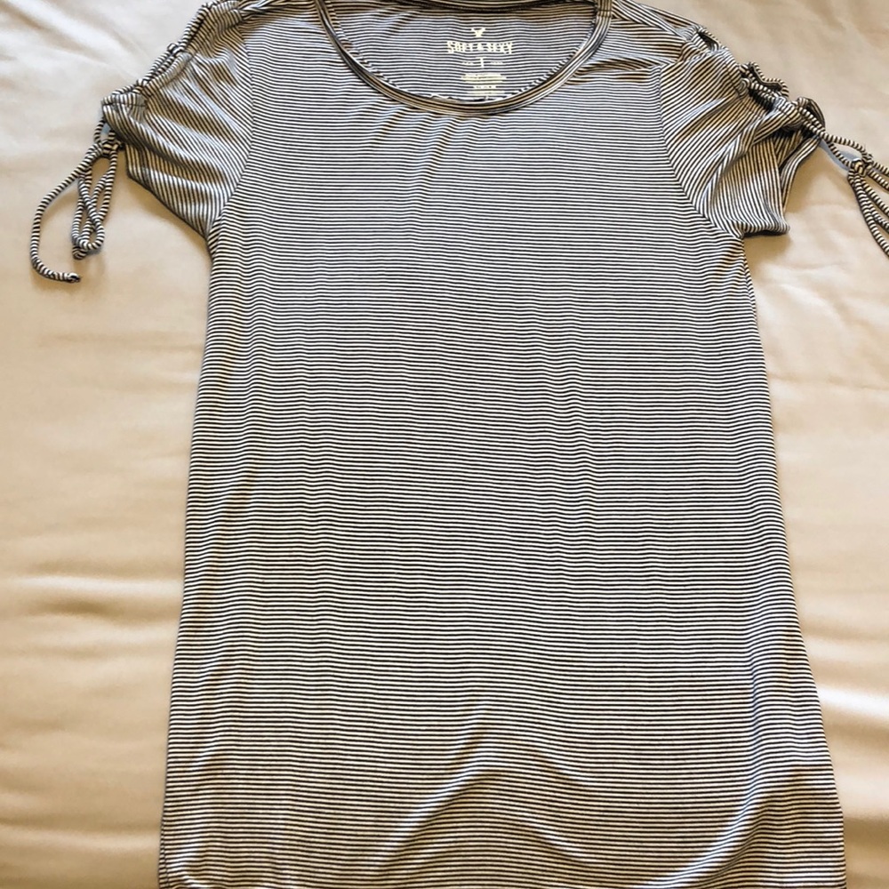 Striped Criss-Crossed Casual Tee